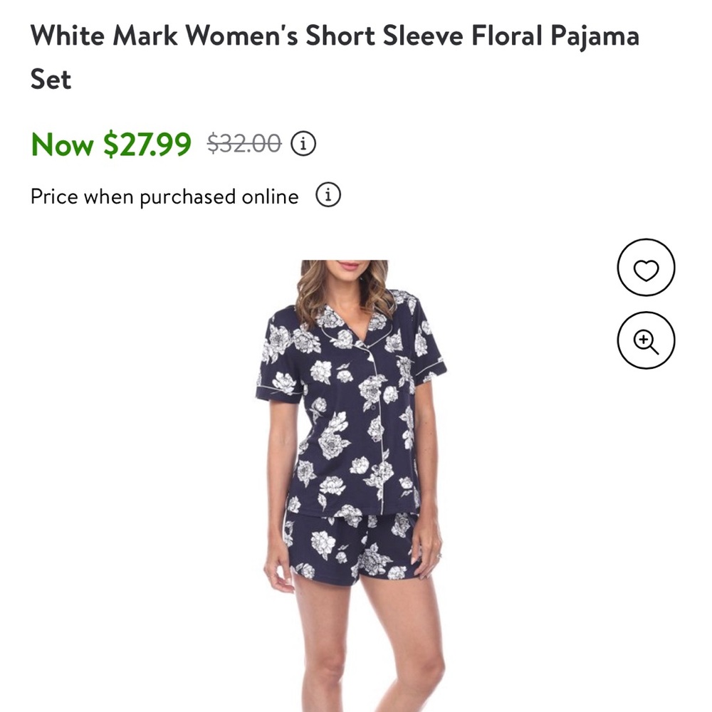 White Mark navy blue flower pajama set
